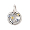 Luminous 925 Sterling Silver Rhinestone Constellation Charms, Glow in the Dark Enamel Constellation Charms with Oval Jump Rings, Antique Silver, Sagittarius, 11.5x2mm, Hole: 4x5mm