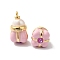 Rack Plating Brass Cubic Zirconia Pendants, Natural Pearl, with Enamel, Cadmium Free & Lead Free, Long-Lasting Plated, Bud, Real 18K Gold Plated, 22.5x12.5x13mm, Hole: 2.5mm