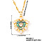 Brass Clear Cubic Zirconia Heart-shaped Pendant Necklaces, with Paua Shell, Golden, 15.75 inch(40cm)