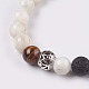 Natural White Moonstone and Natural Lava Rock Beads Stretch Bracelets BJEW-JB03735-02-2