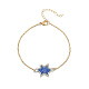 Glass Seed Beaded Star Link Bracelet with Golden Stainless Steel Cable Chains NK2955-3-1