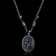 Black Iron Stone Pendant Necklaces NJEW-BB17500-2