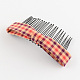 Tartan Cloth Hair Bows Iron Hair Combs OHAR-S124-16-2
