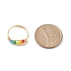 Anello da dito con perline intrecciate con semi di vetro color arcobaleno RJEW-TA00055-4