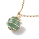 Natural Gemstone Cage Pendant Necklace with 304 Stainless Steel Cable Chains for Women NJEW-JN03905-02-5