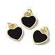 Breloques coeur en onyx noir naturel (teint et chauffé) G-G977-05G-03-1