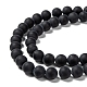 Grade A Round Frosted Natural Black Agate Beads Strands X-G447-4-3