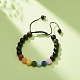 2Pcs 2 Style Natural Howlite & Golden Sheen Obsidian & Mixed Stone Round Braided Bead Bracelets Set for Women BJEW-JB08385-5