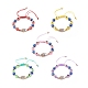 Malocchio perline in resina e bracciali con perline intrecciate in lega di strass a mano di hamsa per ragazze donne BJEW-JB08740-02-1