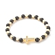 Bracelet extensible perles de zircone cubique croix BJEW-JB07198-2
