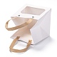 210g長方形クラフト紙袋  ナイロンハンドルと透明な窓付き  ギフトバッグやショッピングバッグ用  ホワイト  12x12x1cm ABAG-I007-B02-3
