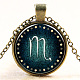 Scorpion constellation / signe du zodiaque plat rond pendentif en verre colliers NJEW-N0051-022H-01-1