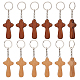 Nbeads 12pcs 2 couleurs porte-clés pendentif en bois naturel KEYC-NB0001-65-1