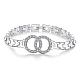 Pulseras de eslabones y anillos de latón plateado con diseño elegante para mujer BJEW-BB00383-1