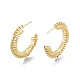 Brass Wire Swirl C-shape Stud Earrings EJEW-G322-04G-2