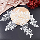 GORGECRAFT 4 Pairs Embroidered Patches Iron Leaf Flowers Lace Applique Nature Patches Suitable for Clothes Dress Pants Sewing Craft Decoration(White) DIY-GF0005-69A-4