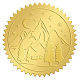 自己接着金箔エンボスステッカー  メダル装飾ステッカー  山と森  5x5cm DIY-WH0211-157-1