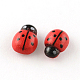 Dyed Beetle Wood Cabochons with Label Paster on Back WOOD-R255-07-2