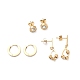 3 Pairs 3 Style Crystal Rhinestone Roman Number & Teardrop Dangle Stud Earrings EJEW-B020-05G-1