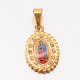 Holy Jewelry 304 Stainless Steel Flat Oval with Virgin Mary Pendants STAS-L130-06-1