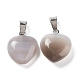 Natural Grey Agate Charms HEAR-PW0001-057-18-2