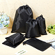 Nbeads ポリエステル巾着袋 16 個  4 サイズ黒ナイロンバッグ巾着収納袋ギフトバッグジュエリーポーチスポーツホーム旅行ジュエリーキャンディー収納 ABAG-NB0001-64-5