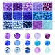 375Pcs 15 Style Spray Painted & Baking Painted & Drawbench & Translucent Glass Beads GLAA-FS0001-36-1