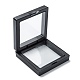 正方形の透明なpe薄膜サスペンションジュエリーディスプレイスタンド  紙外箱付き  リングネックレスブレスレットイヤリング収納用  ブラック  7x7x2cm CON-D009-02A-02-4