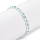 Bracelet en perles de coquillage et fleur de verre avec petit cœur en laiton BJEW-TA00109-4