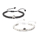 2Pcs 2 Style Natural Lava Rock & Howlite Braided Bead Bracelets Set with Yin Yang BJEW-JB07645-4