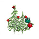 ラインストーン付きクリスマスツリーエナメルピン  リュックサック用ライトゴールド合金ブローチ  グリーン  53x53mm XMAS-PW0001-264-1