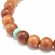 Bracelet extensible perlé en bois naturel et régalite/jaspe impérial BJEW-JB07813-5