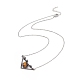 Natural Tiger Eye Triangle with Flower Pendant Necklace NJEW-P274-01AS-01-2