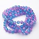 31~32 inch  Pink/ Blue Crackle Inner Blossom Glass Round Beads X-GGC8MM038-2