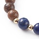 Bracelet en perles de bois et pierre BJEW-JB06104-4
