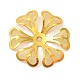 真鍮製ビーズキャップ  鉄のパーツと  エッチングされた金属装飾  花  ゴールドカラー  32x32x4mm  穴：3mm KKC-A001-12G-1