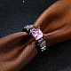 トレンドの真鍮製指輪  女性のキュービックジルコニアリング  正方形  蘭  ガンメタ色  usサイズ8（18.1mm） RJEW-BB17811-8B-6