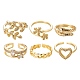 6Pcs 6 Styles Adjustable Brass Micro Pave Clear Cubic Zirconia Cuff Rings RJEW-LS0001-20G-2