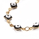 Enamel Rhombus with Evil Eye Link Chains Bracelet BJEW-P271-03G-04-2
