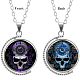 Double-sided Picture Glass Rotatable Pendant Necklaces NJEW-F200-01P-1