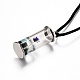 Glass Wishing Bottle Leather Cord Pendant Necklaces NJEW-Z009-A-3