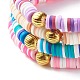 Ensemble de bracelets extensibles en perles heishi en argile polymère faits à la main BJEW-JB07394-3