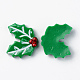 樹脂カボション  不透明な  クリスマステーマ  クリスマスヒイラギ  レッド  グリーン  23x26x6mm X-RESI-R429-33-2