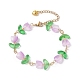 Bracelet en perles de fleur de tulipe en verre avec 304 fermoirs en acier inoxydable BJEW-JB09959-01-1