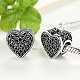 925 Thai Sterling Silver Hollow Heart European Beads STER-FF0001-029-5