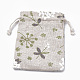 ポリコットン（ポリエステルコットン）パッキングポーチ巾着袋  印刷された花で  古いレース  14x10cm ABAG-T006-A07-4