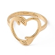 Chapado en iones (ip) 201 anillo ajustable de corazón de abrazo de mano de acero inoxidable para mujer RJEW-K238-05G-1