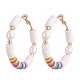 Basketball Wives Style Brass Heishi Beaded Hoop Earrings EJEW-JE04086-2