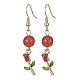 Valentine's Day Alloy Enamel Dangle Earrings with Brass Pins EJEW-JE05331-4