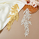 SUPERFINDINGS 2 Pairs 2 Colors Bamboo Leaves Applique Patches Sequin Sew on Applique Polyester Clothing Repair Decoration Golden Silver Patch for DIY Craft Costume Accessories PATC-FH0001-06-5